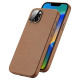 Dux Ducis Grit Leather Case for iPhone 14 Plus Elegant Faux Leather Cover (MagSafe Compatible) Brown