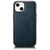 Icarer Leather Oil Wax case covered with natural leather for iPhone 14 Plus blue (WMI14220719-BU)