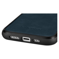 Icarer Leather Oil Wax case covered with natural leather for iPhone 14 Plus blue (WMI14220719-BU)
