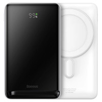 Baseus Magnetic Bracket powerbank with wireless charging MagSafe 10000mAh 20W Overseas Edition white (PPCX000202) + USB Type C cable Baseus Xiaobai Series 60W 0.5m