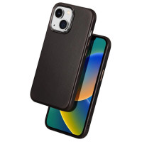 Dux Ducis Naples Case for iPhone 14 Plus Leather Cover (MagSafe Compatible) Dark Brown