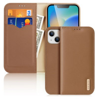 Dux Ducis Hivo Leather Flip Cover Genuine Leather Wallet for Cards and Documents iPhone 14 Brown