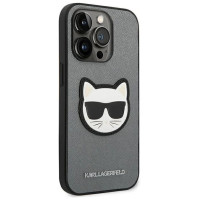 Karl Lagerfeld KLHCP14LSAPCHG iPhone 14 Pro 6,1" hardcase srebrny/silver Saffiano Choupette Head Patch