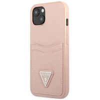 Guess GUHCP13MPSATPP iPhone 13 6.1 "pink / pink hardcase SaffianoTriangle Logo Cardslot