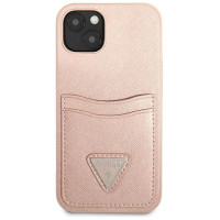 Guess GUHCP13MPSATPP iPhone 13 6.1 "pink / pink hardcase SaffianoTriangle Logo Cardslot