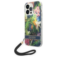 Guess GUOHCP14LHFLSB iPhone 14 Pro 6.1 "blue / blue hardcase Flower Strap