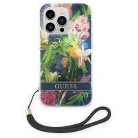 Guess GUOHCP14LHFLSB iPhone 14 Pro 6.1 "blue / blue hardcase Flower Strap