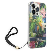 Guess GUOHCP14LHFLSB iPhone 14 Pro 6.1 "blue / blue hardcase Flower Strap