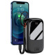 Baseus Qpow Digital Display power bank with fast charging 20000mAh 20W QC/PD/SCP/FCP with built-in Lightning cable black