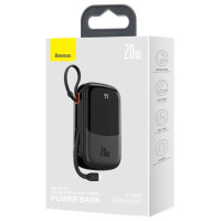 Baseus Qpow Digital Display power bank with fast charging 20000mAh 20W QC/PD/SCP/FCP with built-in Lightning cable black