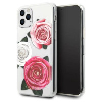 Guess GUHCN58ROSTRT iPhone 11 Pro transparent hardcase Flower Desire Pink & White Rose