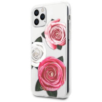 Guess GUHCN58ROSTRT iPhone 11 Pro transparent hardcase Flower Desire Pink & White Rose