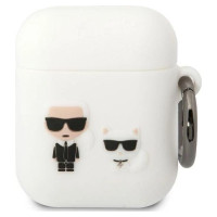Karl Lagerfeld KLACA2SILKCW AirPods 1/2 cover white/white Silicone Karl & Choupette