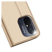 Dux Ducis Skin Pro Case For Xiaomi Redmi 11A / Poco C55 / Redmi 12C Cover Flip Card Wallet Stand Gold