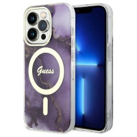 Guess GUHMP14LHTMRSU iPhone 14 Pro 6.1" purple/purple hardcase Golden Marble MagSafe