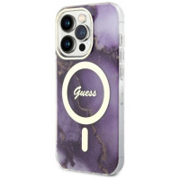 Guess GUHMP14LHTMRSU iPhone 14 Pro 6.1" purple/purple hardcase Golden Marble MagSafe