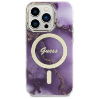 Guess GUHMP14LHTMRSU iPhone 14 Pro 6.1" purple/purple hardcase Golden Marble MagSafe