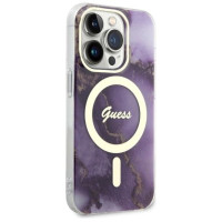 Guess GUHMP14LHTMRSU iPhone 14 Pro 6.1" purple/purple hardcase Golden Marble MagSafe
