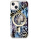 Guess Leopard MagSafe case for iPhone 14 - blue