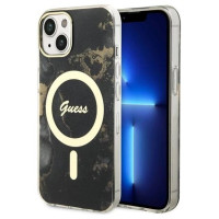 Guess GUHMP14SHTMRSK iPhone 14 6.1" black/black hardcase Golden Marble MagSafe
