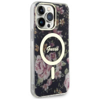 Guess GUHMP14XHCFWSK iPhone 14 Pro Max 6.7" black/black hardcase Flower MagSafe