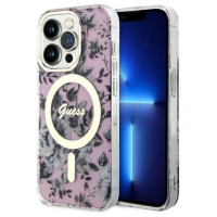 Guess GUHMP14XHCFWSP iPhone 14 Pro Max 6.7" pink/pink hardcase Flower MagSafe