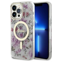 Guess GUHMP14XHCFWST iPhone 14 Pro Max 6.7" transparent hardcase Flower MagSafe