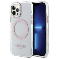 Guess Etui Guess Metal Outline Magsafe na iPhone 12 / iPhone 12 Pro - różowe