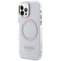 Guess Etui Guess Metal Outline Magsafe na iPhone 12 / iPhone 12 Pro - różowe