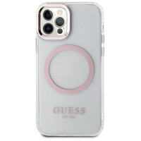 Guess Etui Guess Metal Outline Magsafe na iPhone 12 / iPhone 12 Pro - różowe