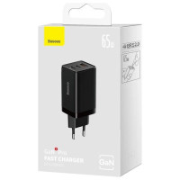 Baseus GaN 2xUSB C 1xUSB 65W fast charger Baseus GaN5 Pro + USB C - USB C 100W cable - black