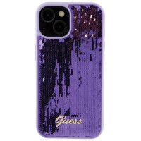 Guess Sequin Script Metal case for iPhone 15 - purple