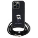 Karl Lagerfeld Crossbody Saffiano Monogram Metal Pin Karl & Choupette Case for iPhone 15 Pro - Black