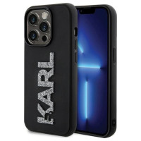 Karl Lagerfeld 3D Rubber Glitter Logo case for iPhone 15 Pro Max - black