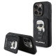 Karl Lagerfeld Saffiano Cardslots and Stand Monogram Ikonik Patch case for iPhone 15 Pro Max - black