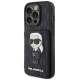 Karl Lagerfeld Saffiano Cardslots and Stand Monogram Ikonik Patch case for iPhone 15 Pro Max - black