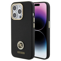 Guess Silicone Logo Strass 4G Case for iPhone 15 Pro - Black