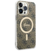 Guess IML 4G MagSafe Case for iPhone 15 Pro Max - Brown