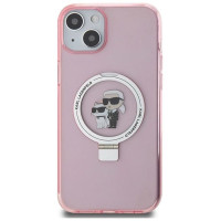 Karl Lagerfeld KLHMP15SHMRSKCP iPhone 15 6.1" pink/pink hardcase Ring Stand Karl&Choupette MagSafe