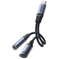 Joyroom SY-C02 2in1 DAC adapter USB-C to USB-C / 3.5 mm mini jack - black