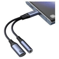Joyroom SY-C02 2in1 DAC adapter USB-C to USB-C / 3.5 mm mini jack - black