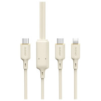Dudao L7SF 2in1 cable USB-C - USB-C / Lightning 100W 1.2m - beige