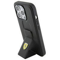 Ferrari Grip Stand Metal Logo case for iPhone 15 Pro - black