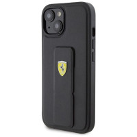 Ferrari Grip Stand Metal Logo case for iPhone 15 - black