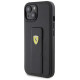 Ferrari Grip Stand Metal Logo case for iPhone 15 - black