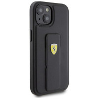 Ferrari Grip Stand Metal Logo case for iPhone 15 - black