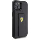 Ferrari Grip Stand Metal Logo case for iPhone 15 - black