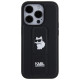 Karl Lagerfeld Gripstand Saffiano Choupette Pins case for iPhone 15 Pro - black