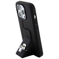 Karl Lagerfeld Gripstand Saffiano Karl&Choupette Pins case for iPhone 15 Pro Max - black