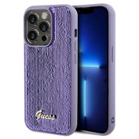 Guess Sequin Script Metal case for iPhone 14 Pro - purple